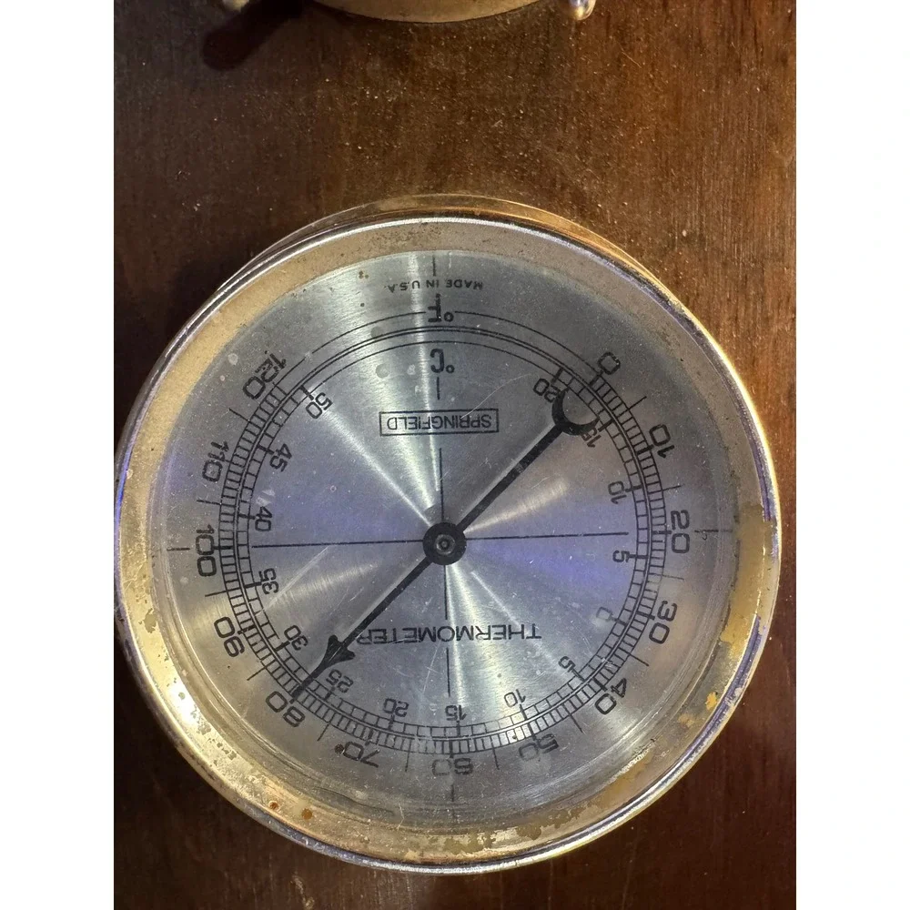 Vintage  Nautical Weather Station Wood Barometer Thermometer Humidity costal